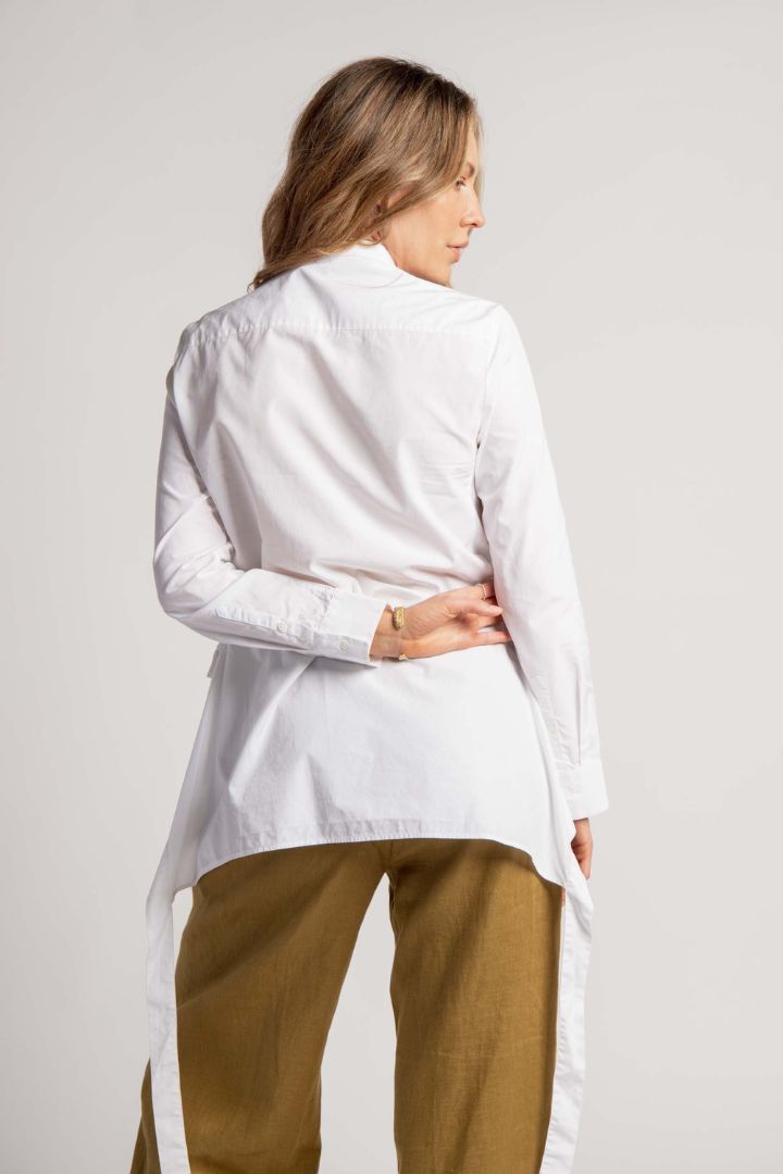 Preloved - Jil Sander - Button Up Shirt with Hem Detailing in White