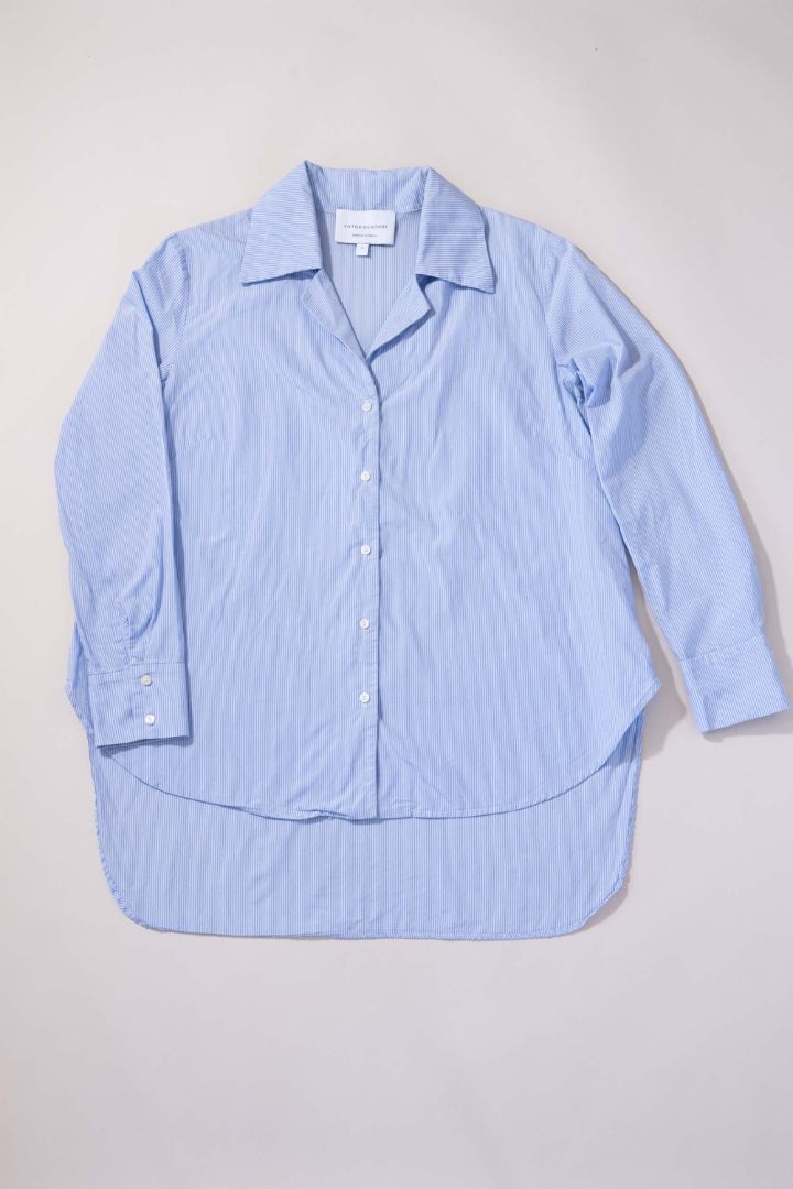 Victoria & Woods - White and Blue pin stripe long sleeve shirt with collar
