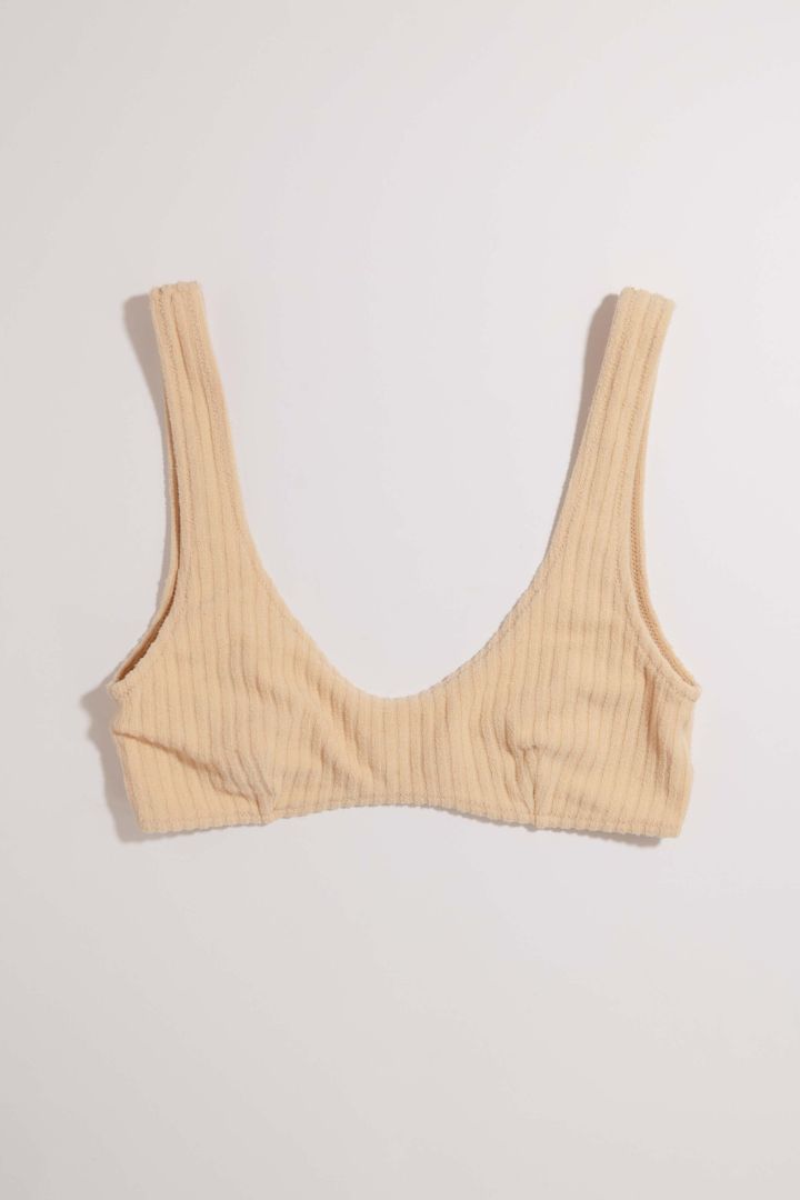 Christina MacPherson - Zulu & Zephyr - Towelling Rib Bikini Top in Beige
