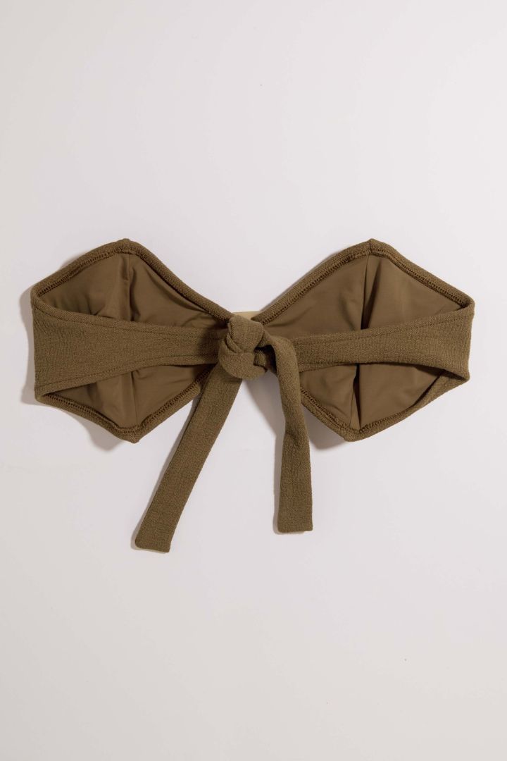 Christina MacPherson - Ziah - Bandeau Tie Back Bikini Top in Khaki/Green