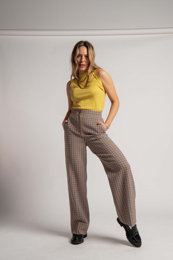 Victoria Lee - Tory Burch High-rise plaid pants