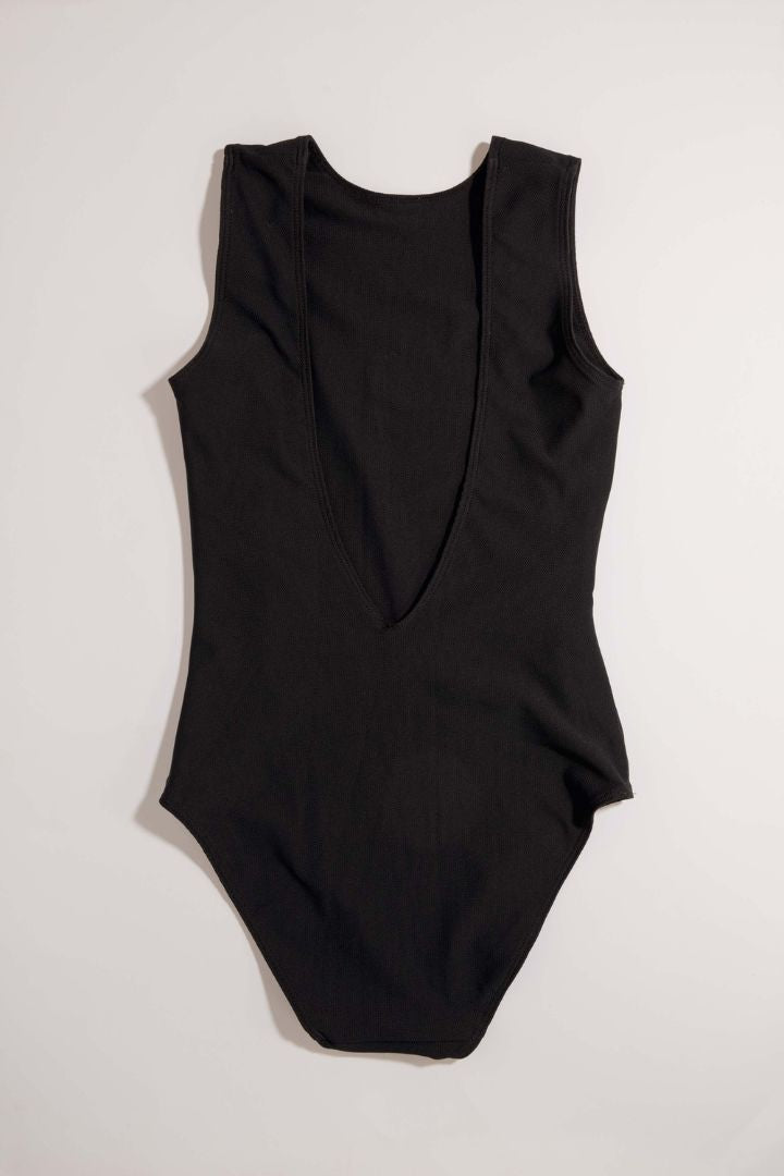 Preloved - Albus Lumen - High Boat Neck/Low Back Body Suit in Black