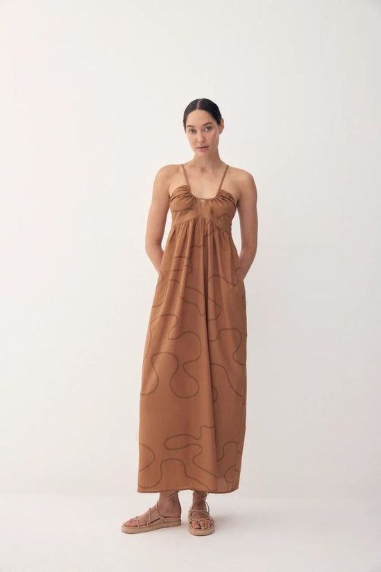 Bird and Knoll - Delphi Dress - Camel Lasso print