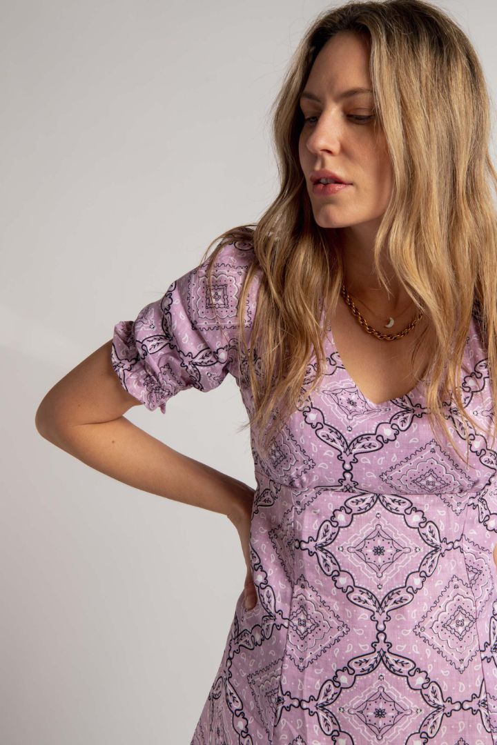 Emma Mulholland on Holiday - Mojito Dress in Bandana Purple