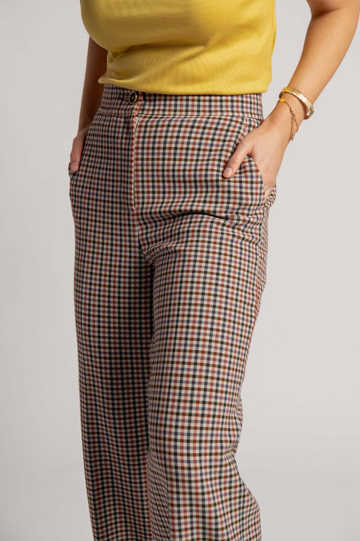 Victoria Lee - Tory Burch High-rise plaid pants