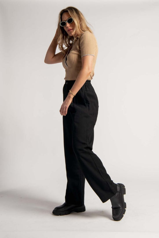 Victoria Lee - Bassike - Highwaisted Low Pocket Pant in Black