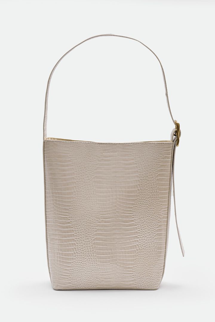 BRIE LEON - Everyday Bucket Bag in BONE BABY CROC