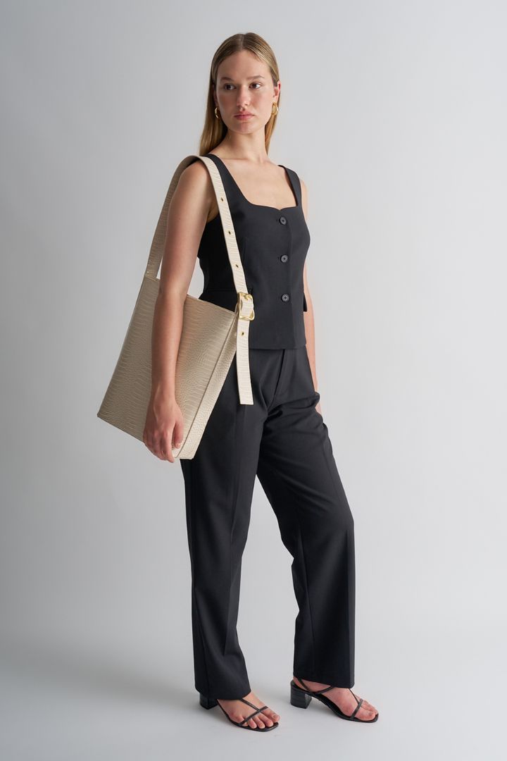 BRIE LEON - Everyday Bucket Bag in BONE BABY CROC