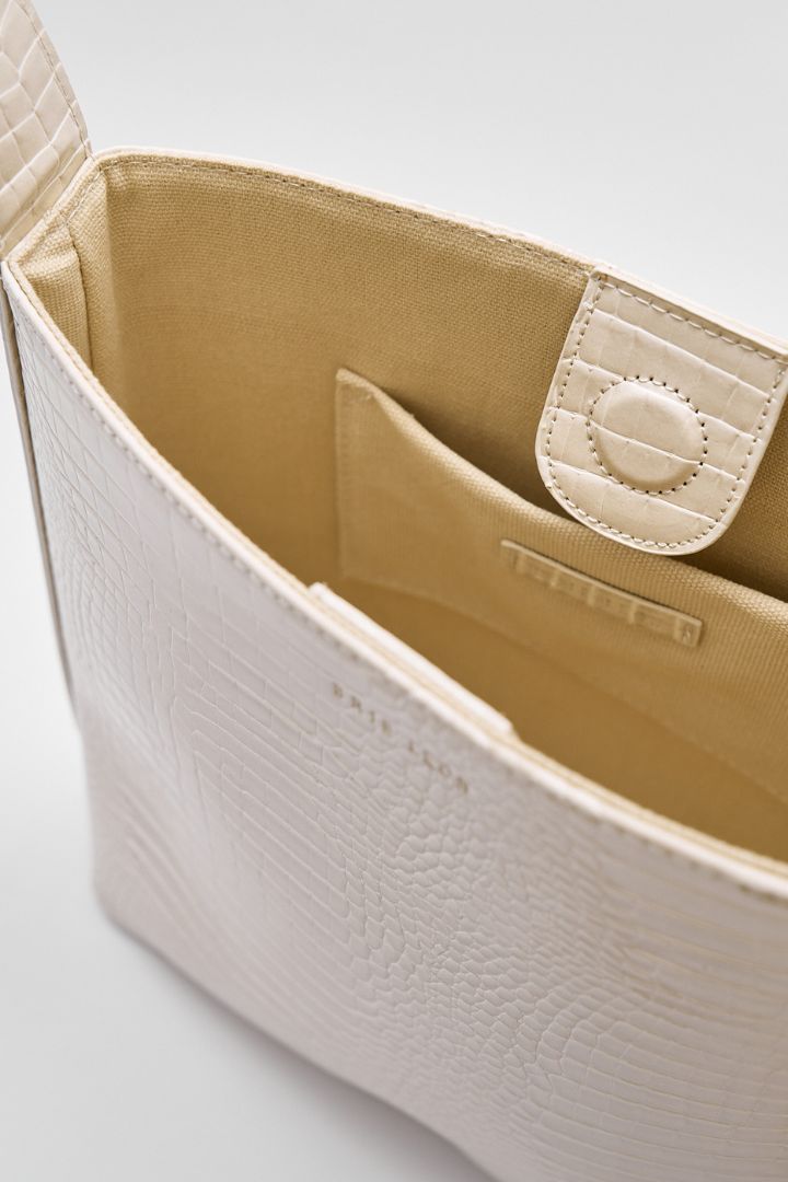 BRIE LEON - Small Bucket Bag in BONE BABY CROC