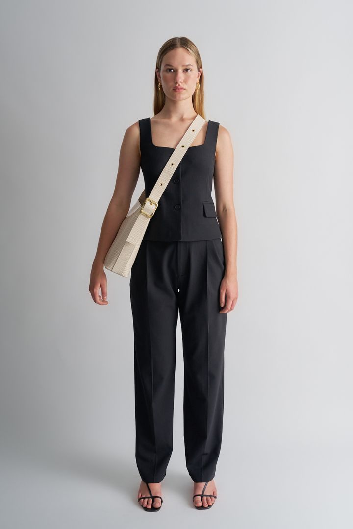 BRIE LEON - Small Bucket Bag in BONE BABY CROC