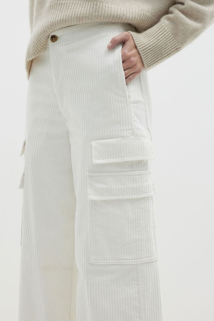 Bassike - Cord Wide Leg Utility Pant in Natural