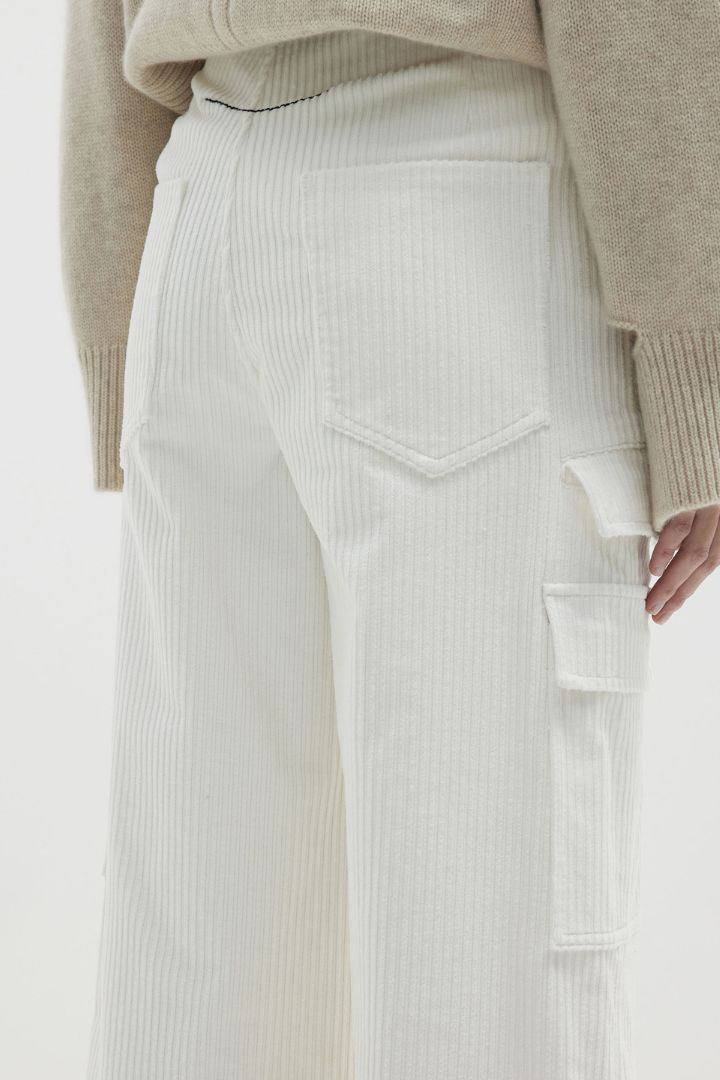 Bassike - Cord Wide Leg Utility Pant in Natural