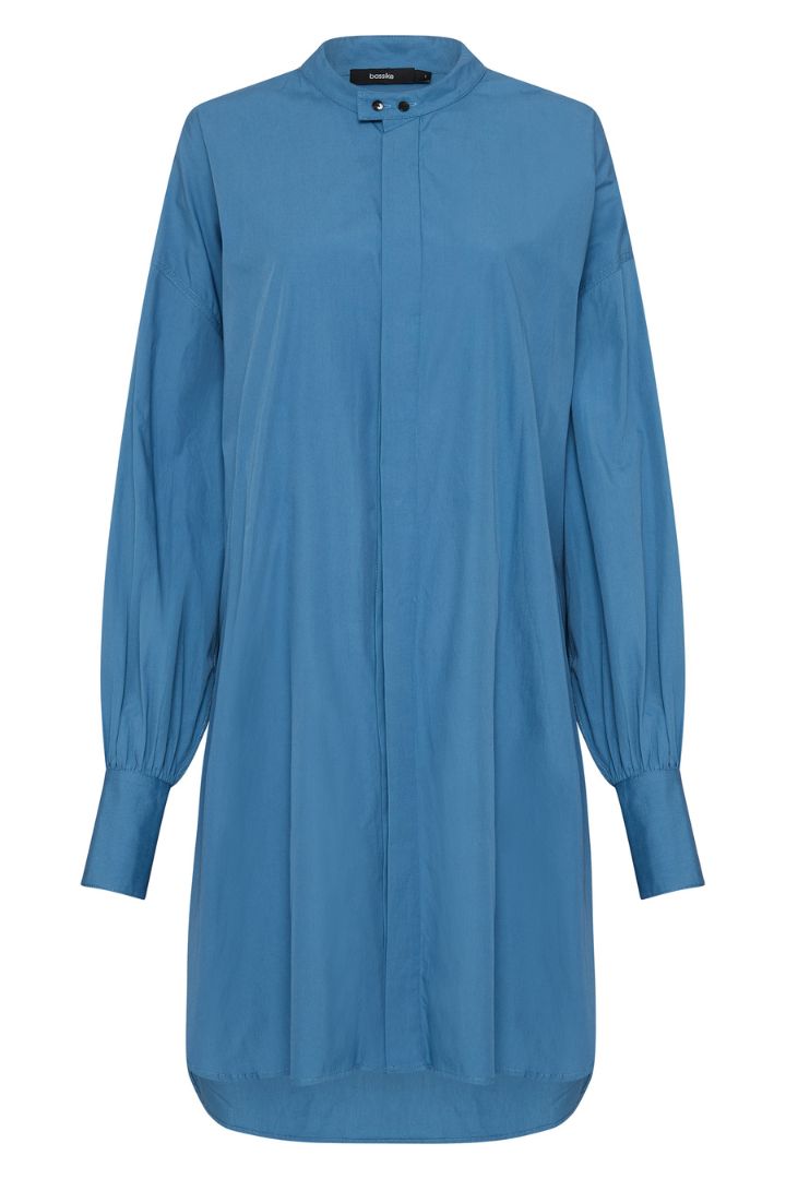 Bassike -  Open Neck Shirt Dress in River Blue