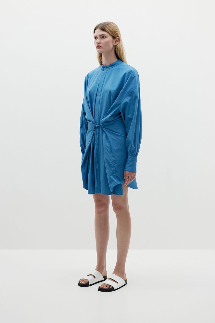 Bassike -  Open Neck Shirt Dress in River Blue