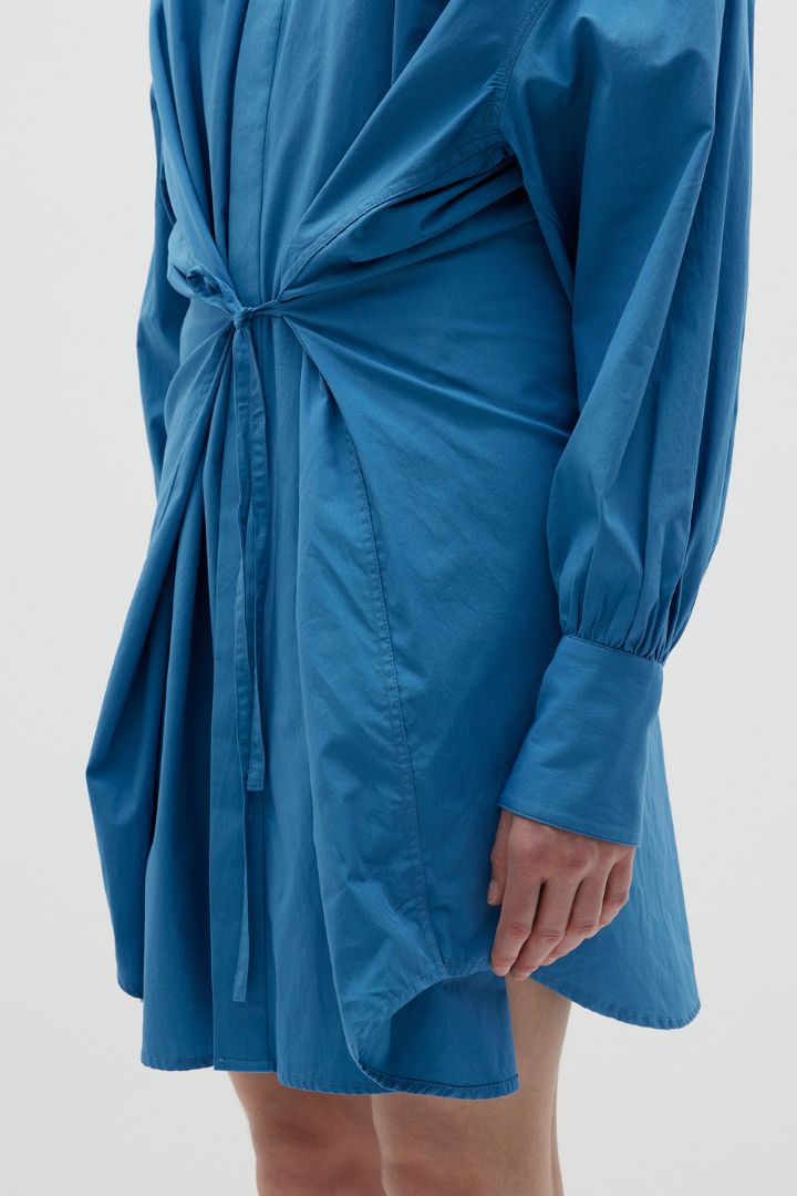 Bassike -  Open Neck Shirt Dress in River Blue