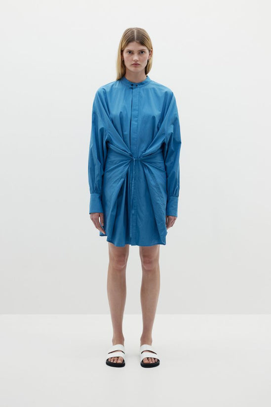 Bassike -  Open Neck Shirt Dress in River Blue