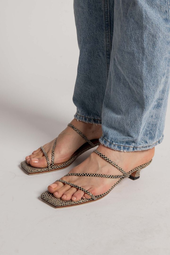 Christina MacPherson - James Smith - Mazzano Midi 90s Snake Print Kitten Heel in Creme and Black