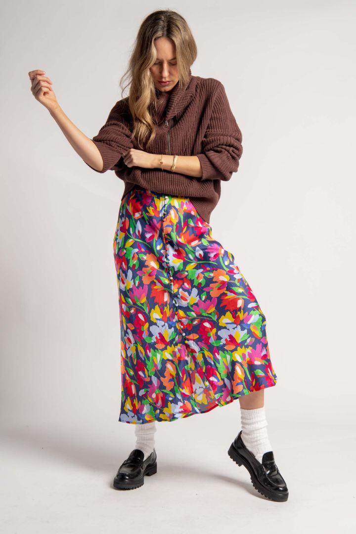Christina MacPherson - Stylerunner - Knit Jumper with 1/4 Zip up in Chocolate