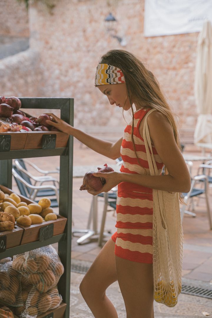 Ciao Ciao Vacation - Wavy Cotton Knit Short in Strawberries and Cream