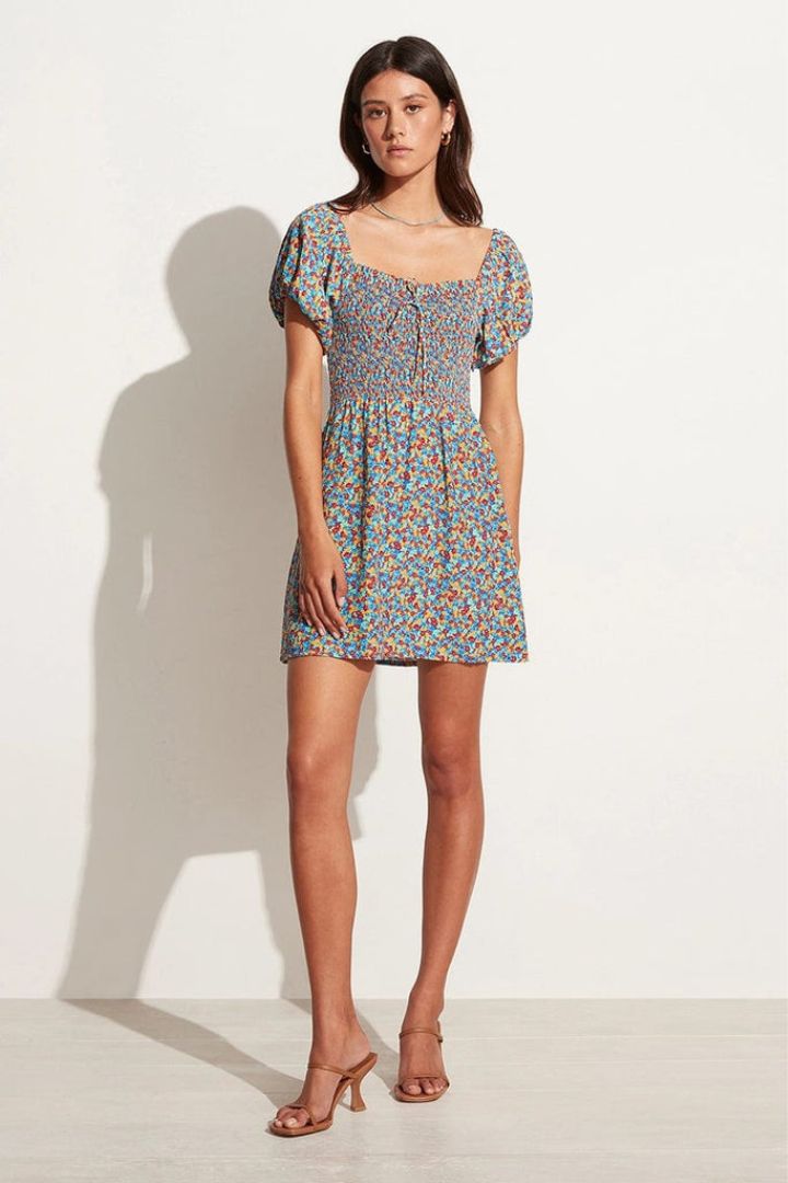 Faithfull The Brand - Domenica Mini Dress Mohina Floral Print in Blue