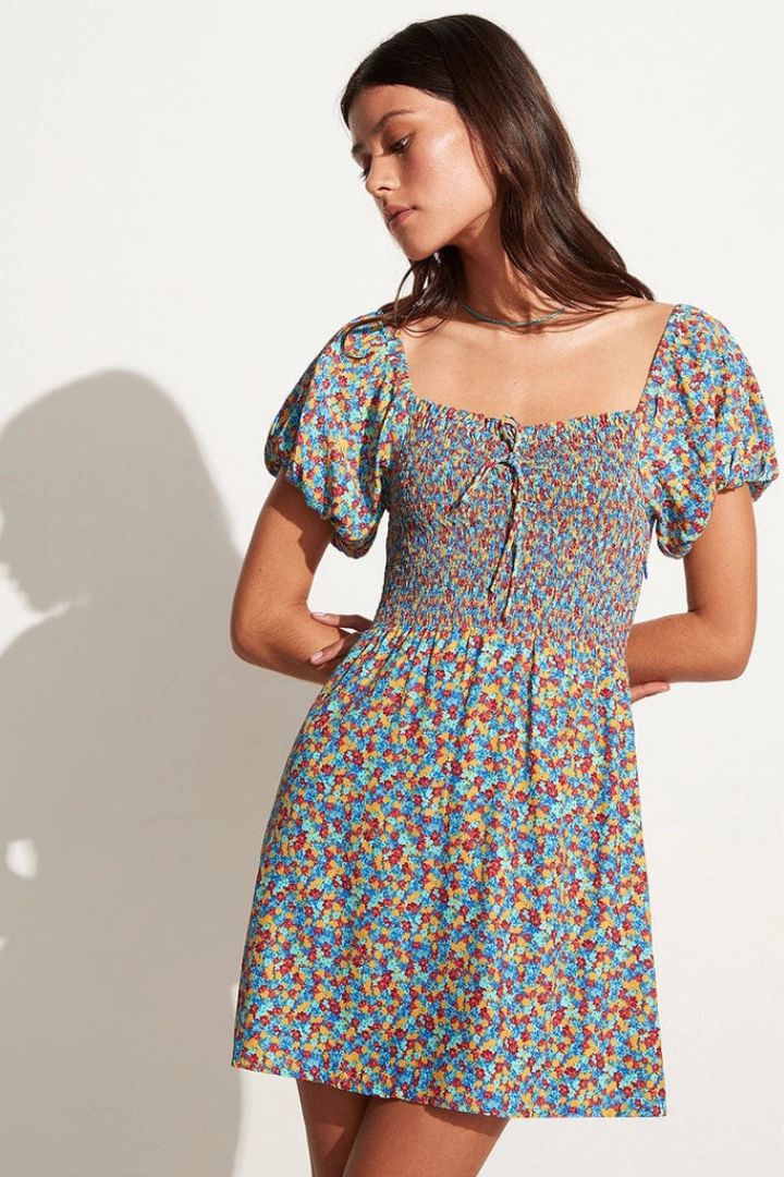 Faithfull The Brand - Domenica Mini Dress Mohina Floral Print in Blue