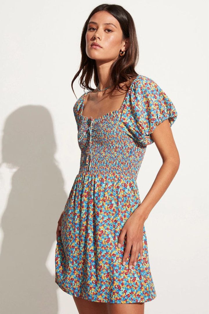 Faithfull The Brand - Domenica Mini Dress Mohina Floral Print in Blue