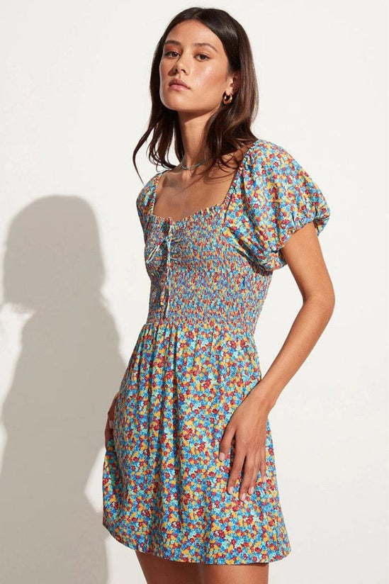 Faithfull The Brand - Domenica Mini Dress Mohina Floral Print in Blue