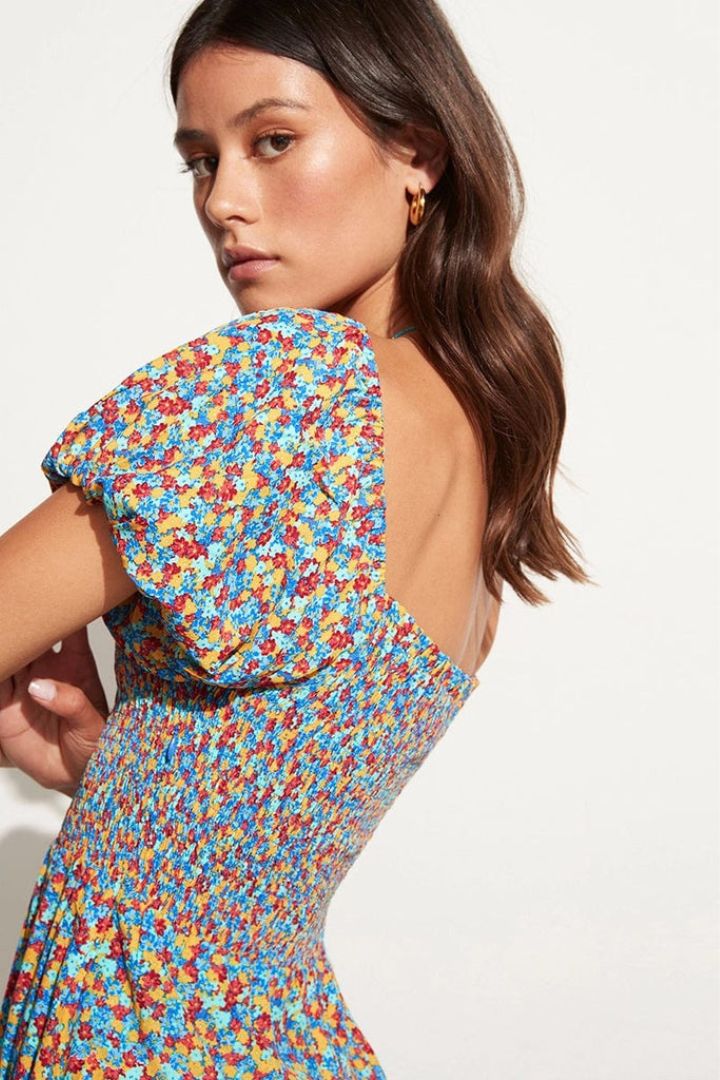 Faithfull The Brand - Domenica Mini Dress Mohina Floral Print in Blue