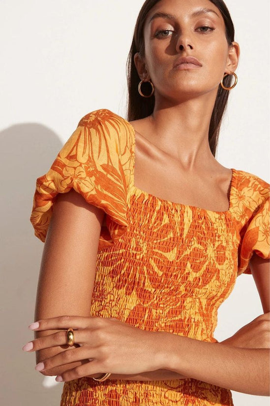 Faithfull The Brand- Luana Mini Dress Zani Floral Print in Burnt Orange
