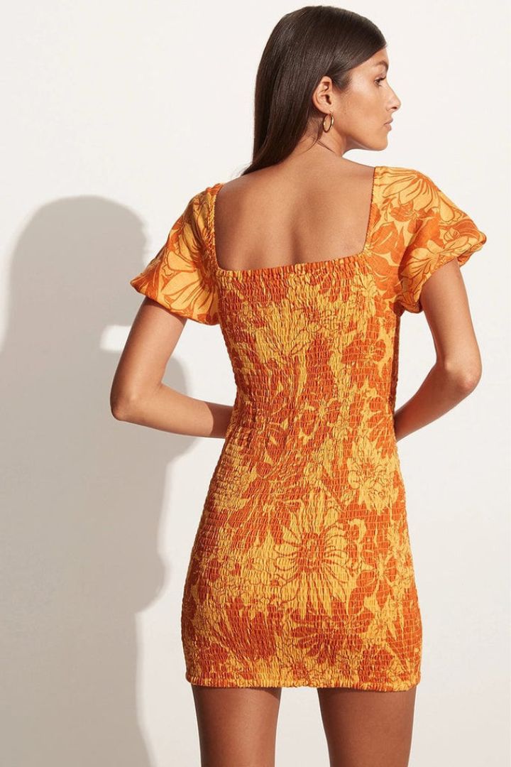 Faithfull The Brand- Luana Mini Dress Zani Floral Print in Burnt Orange