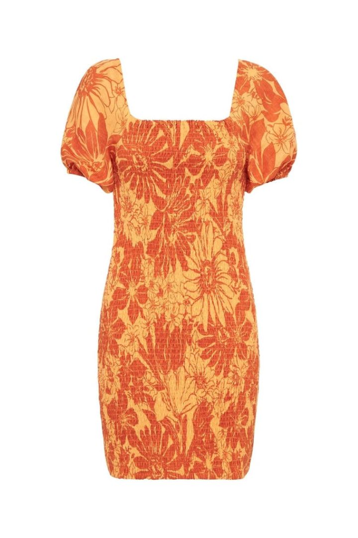 Faithfull The Brand- Luana Mini Dress Zani Floral Print in Burnt Orange