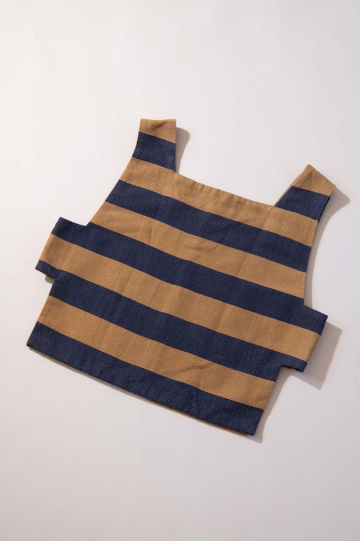 Lucy Folk - Cut-out Top - Indigo and Tan