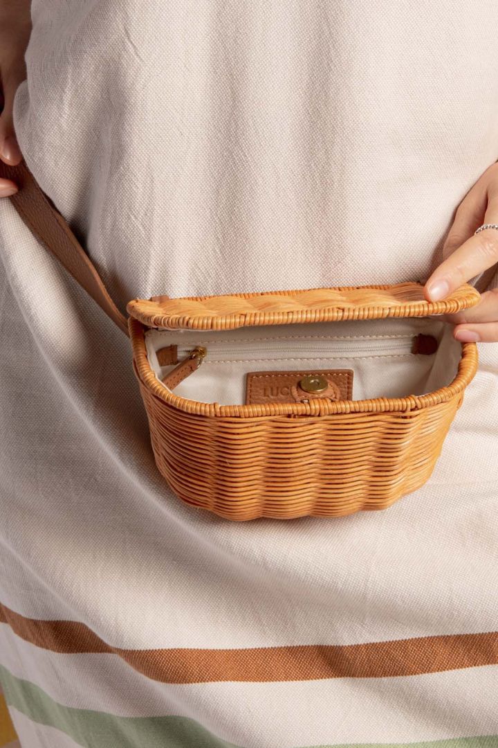 Lucy Folk - Woven Belt Bag in Tan