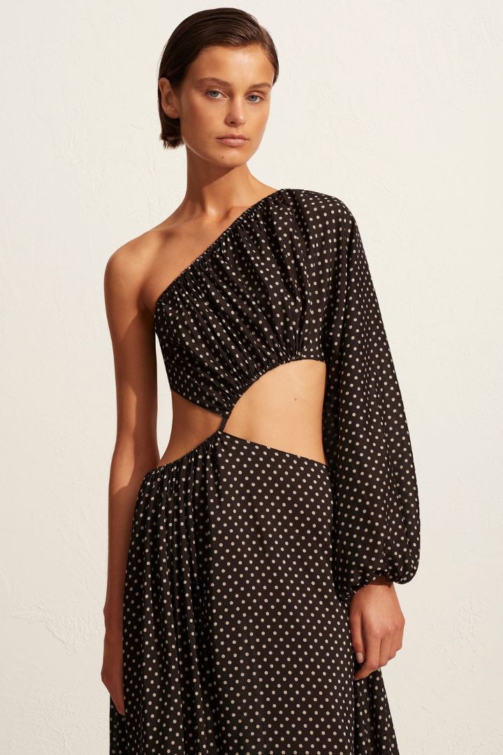 MATTEAU - Asymmetric Wave Dress in Polka Dot