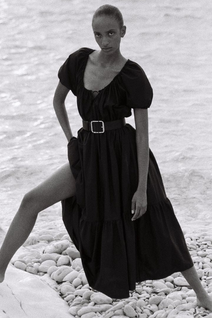 MATTEAU - Off The Shoulder Midi Dress in Black