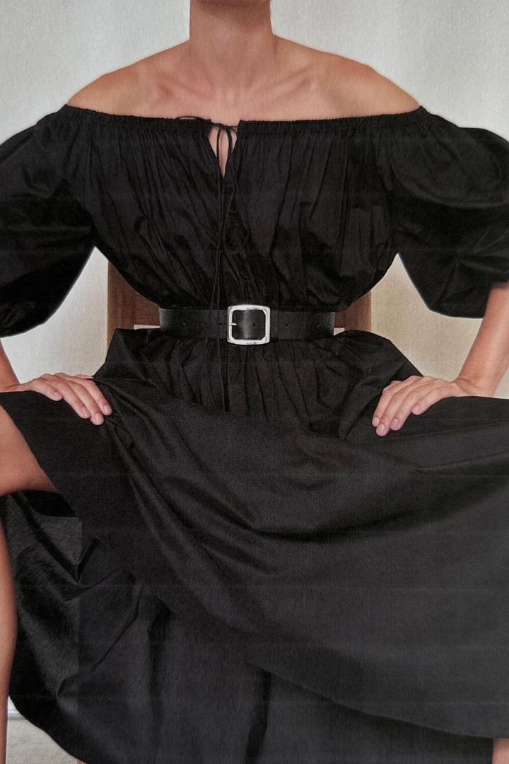 MATTEAU - Off The Shoulder Midi Dress in Black
