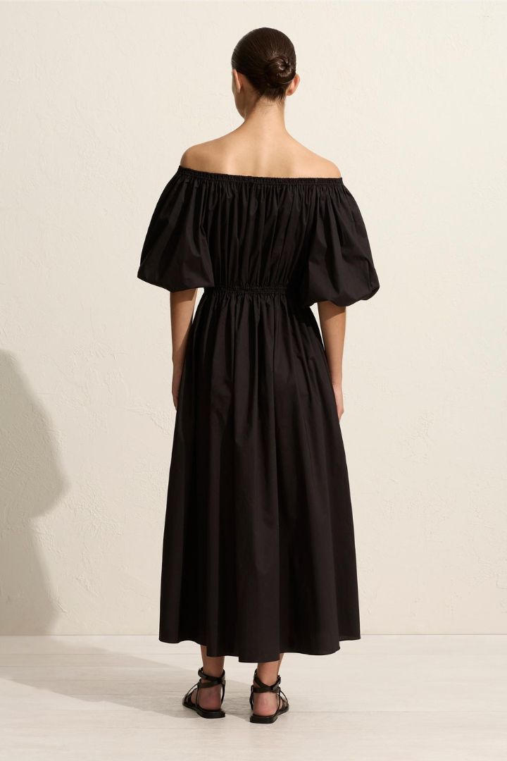 MATTEAU - Off The Shoulder Midi Dress in Black