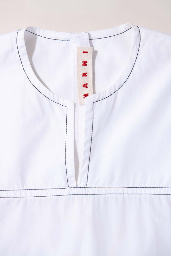 Marni - White Long Sleeve Shirt with Black contrast stiching