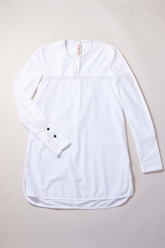 Marni - White Long Sleeve Shirt with Black contrast stiching