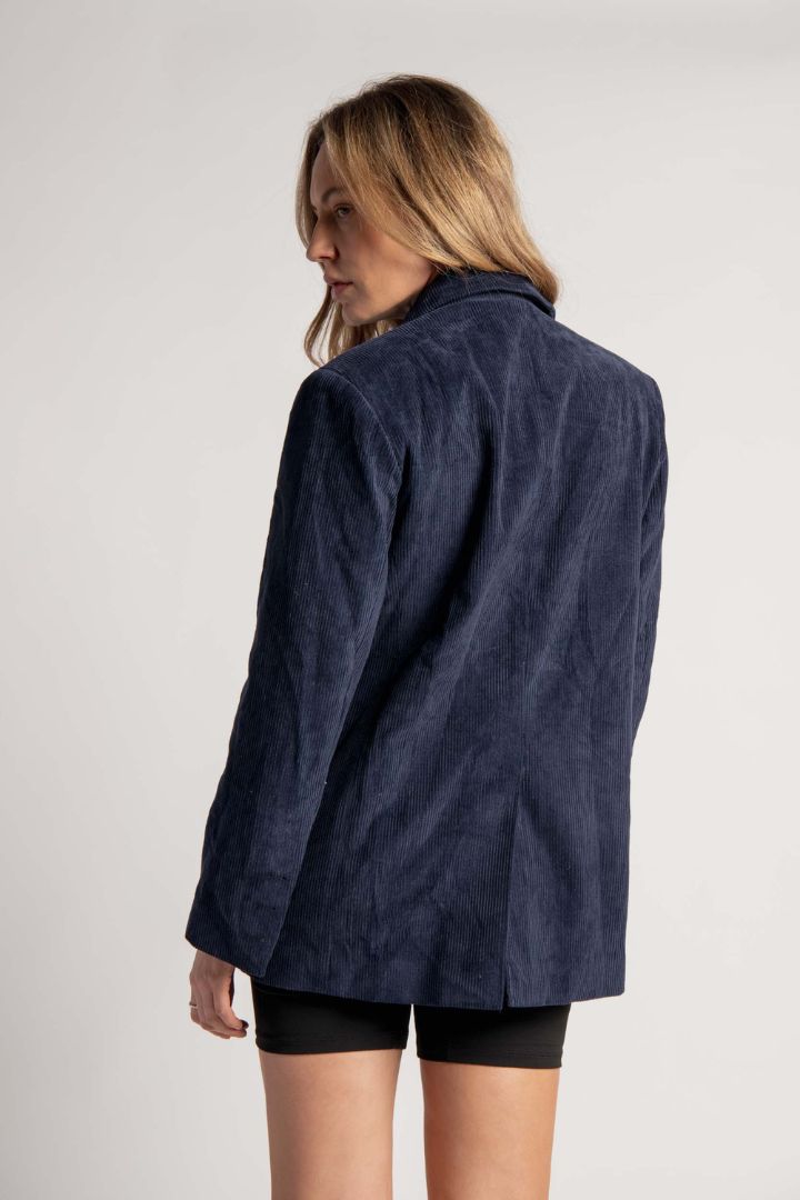 Preloved - Birthday Korea - Cord Blazer in Navy Blue