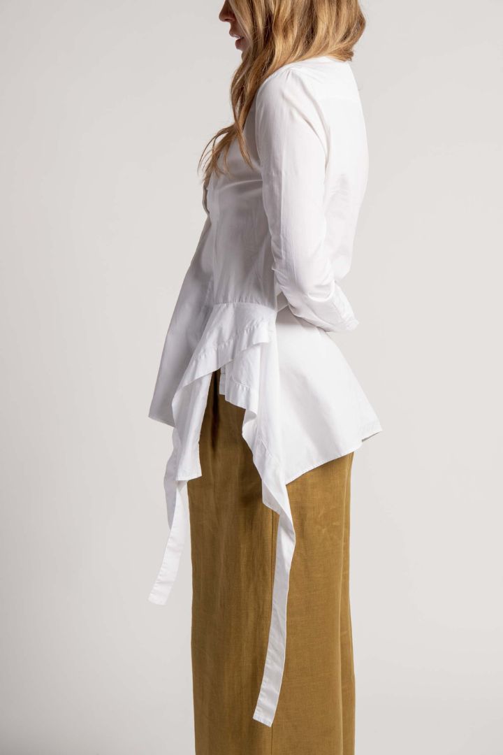 Preloved - Jil Sander - Button Up Shirt with Hem Detailing in White