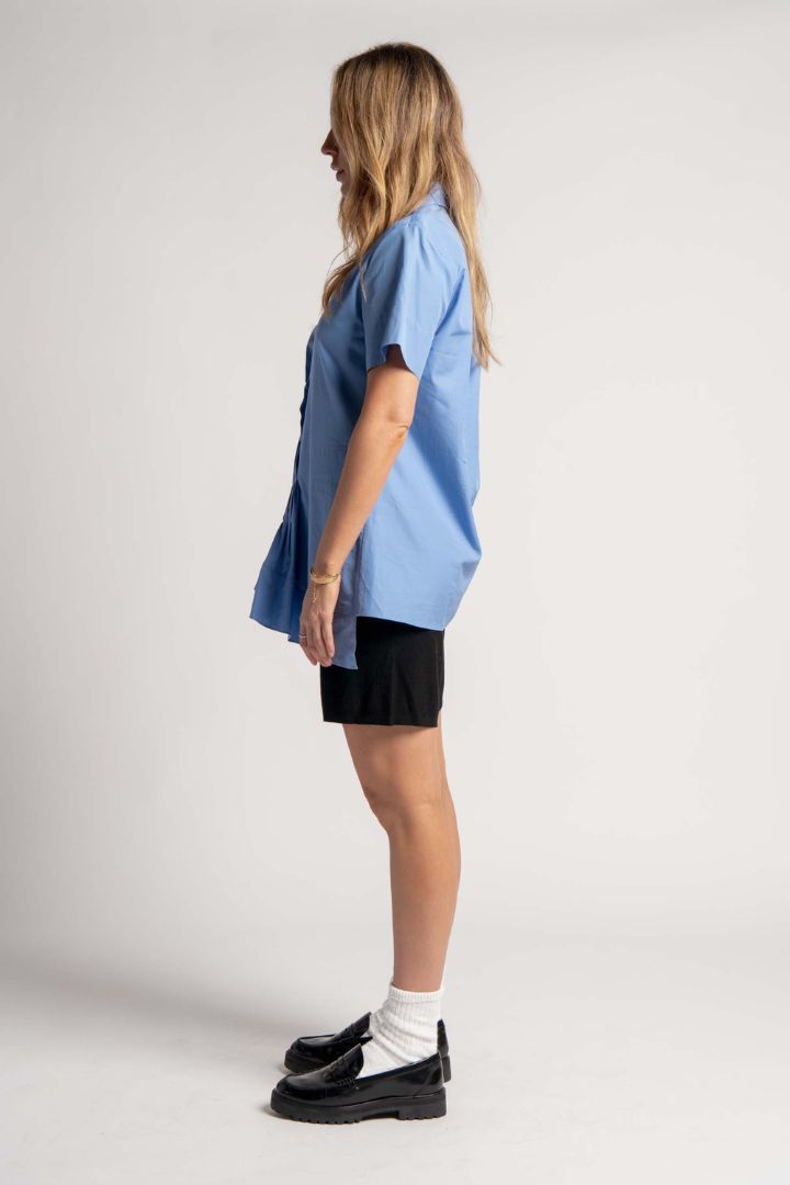 Preloved - Jil Sander - Short Sleeve Shirt with Front Origami Detail in Cornflower Blue