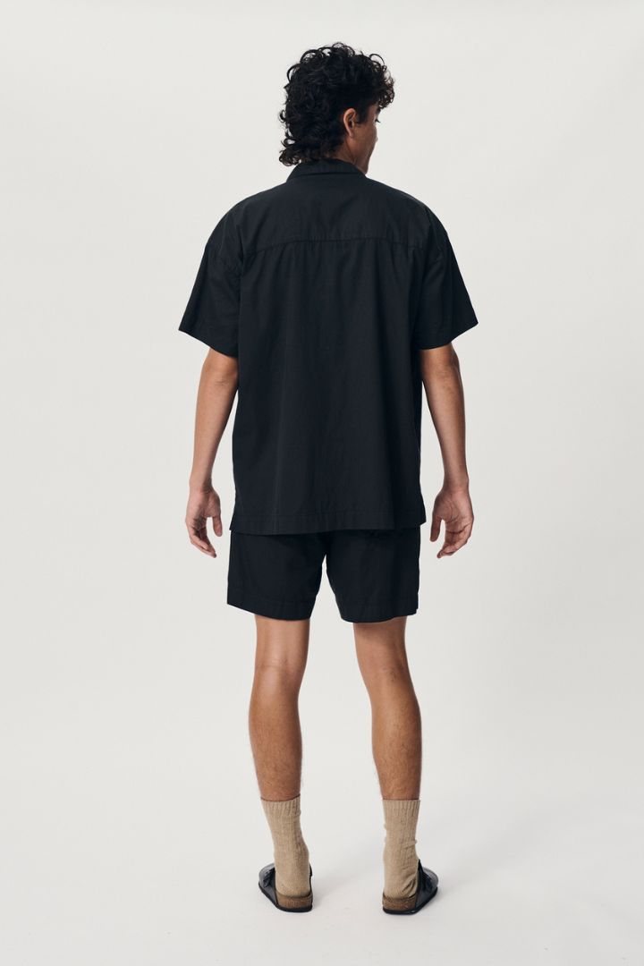 Rowie the Label - Jamie Organic Bowling Shirt in Vintage Black