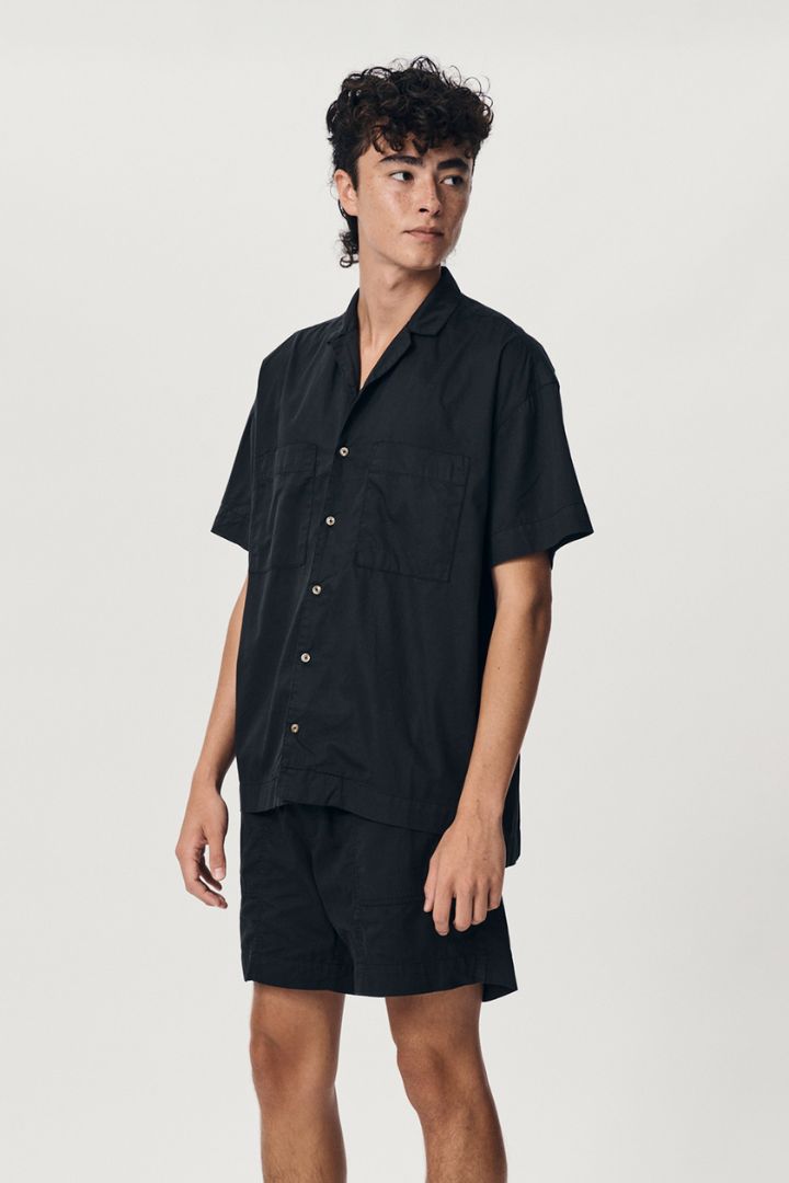 Rowie the Label - Jamie Organic Bowling Shirt in Vintage Black