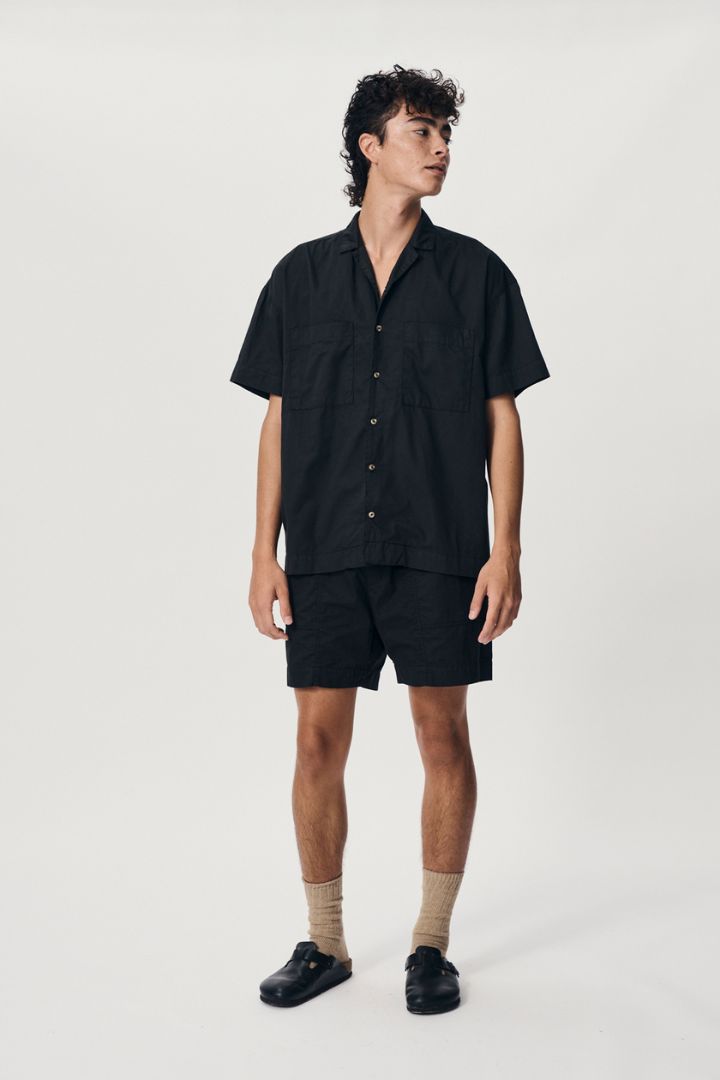 Rowie the Label - Jamie Organic Bowling Shirt in Vintage Black