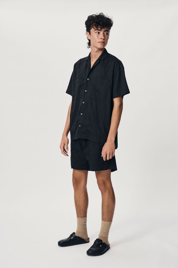 Rowie the Label - Jamie Organic Bowling Shirt in Vintage Black