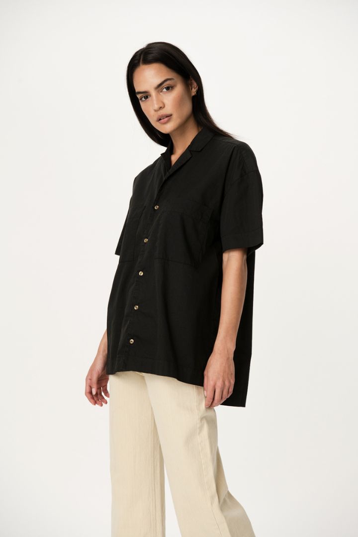 Rowie the Label - Jamie Organic Bowling Shirt in Vintage Black