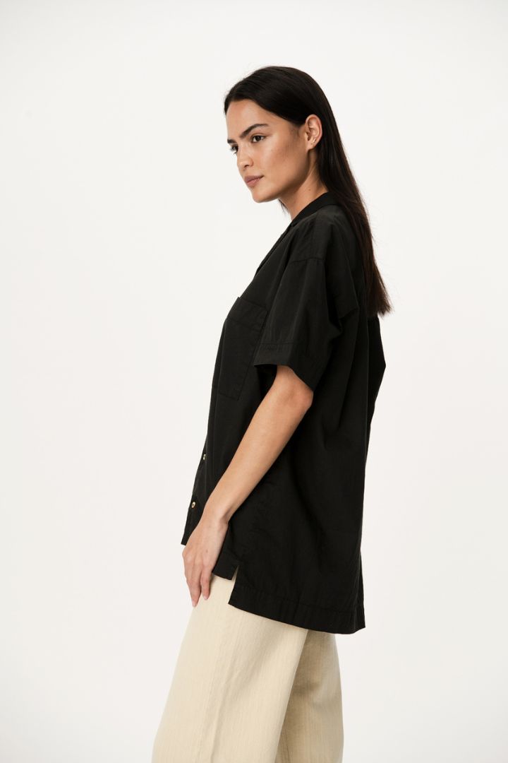 Rowie the Label - Jamie Organic Bowling Shirt in Vintage Black