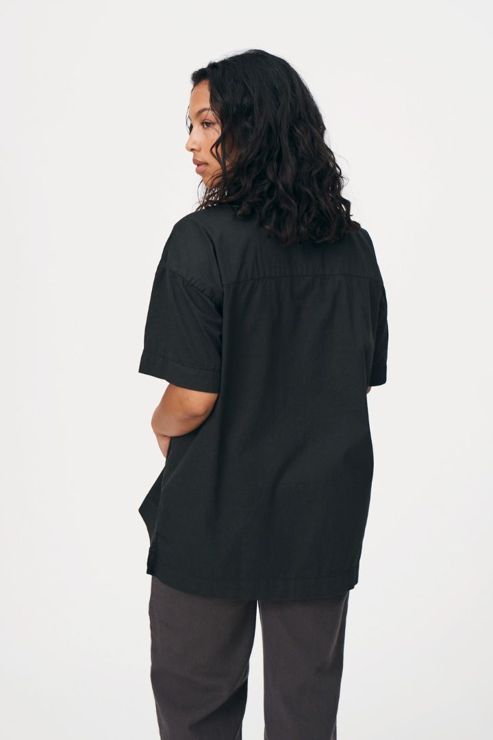 Rowie the Label - Jamie Organic Bowling Shirt in Vintage Black