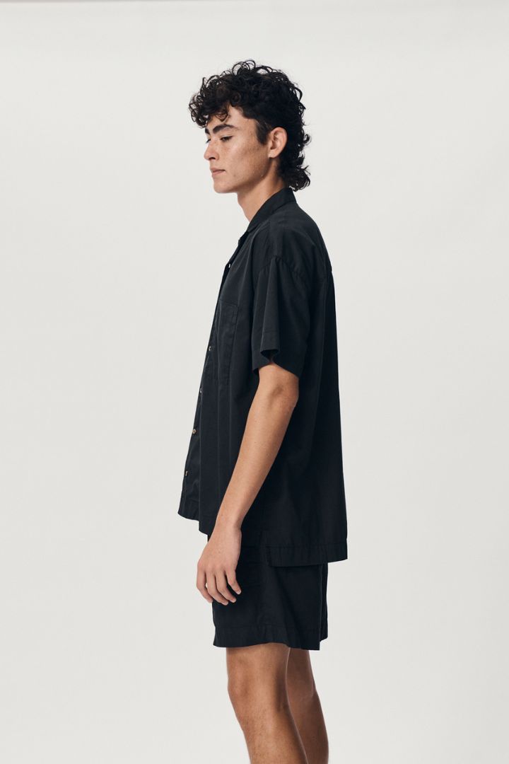 Rowie the Label - Jamie Organic Bowling Shirt in Vintage Black